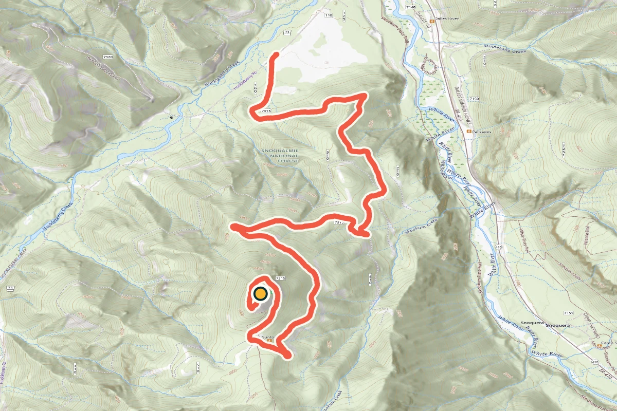 USGS topographic map of the exact road to Sun Top Lookout