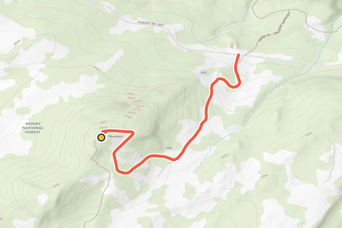 USGS topographic map of the road to Ute Mountain Fire Lookout